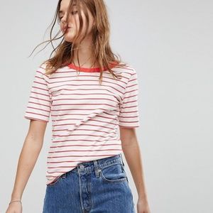LEVI'S STRIPED SHORT SLEEVE T-SHIRT SCOOP BACK